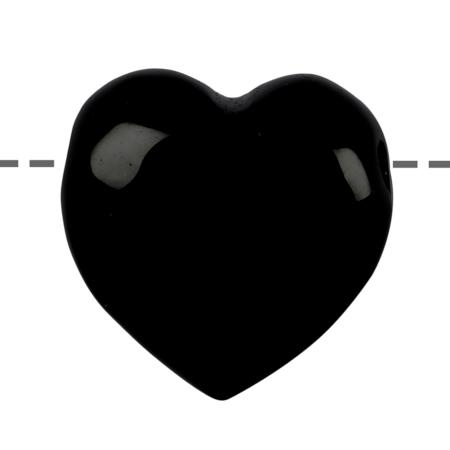 Coeur percé tourmaline noire Brésil A 35mm + cordon en cuir