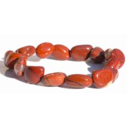 Bracelet jaspe rouge AB (pierres roulées 10-12mm)