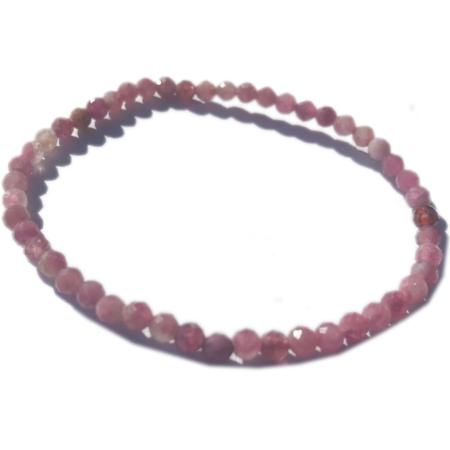 Bracelet tourmaline rose ou rubélite A (perles facettées 3-4mm)