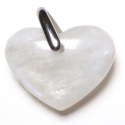 Pendentif coeur pierre de lune arc en ciel (péristérite) Inde AA (25mm)