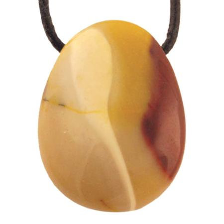 Pendentif jaspe mokaite Australie A (pierre trouée) + cordon en cuir