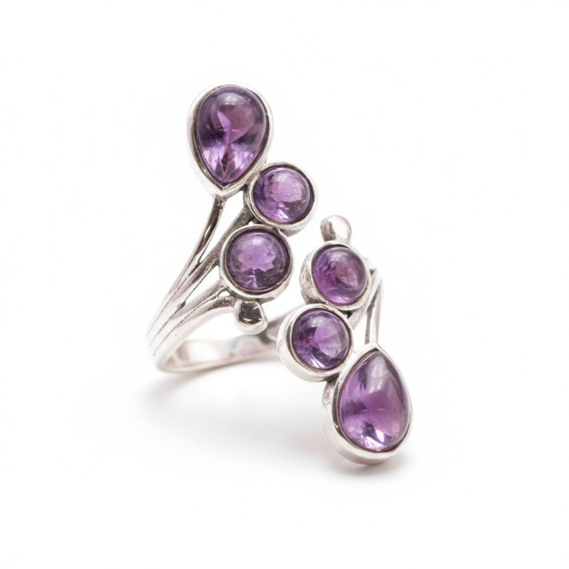 Bague réglable améthyste Brésil AA argent 925
