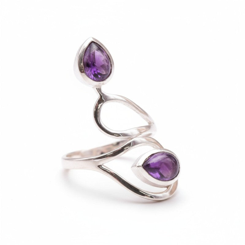 Anillo ajustable amatista Brasil AA plata 925