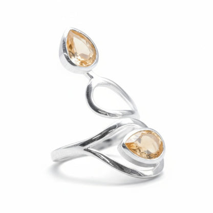 Anillo ajustable Citrino Natural Brasil AA plata 925