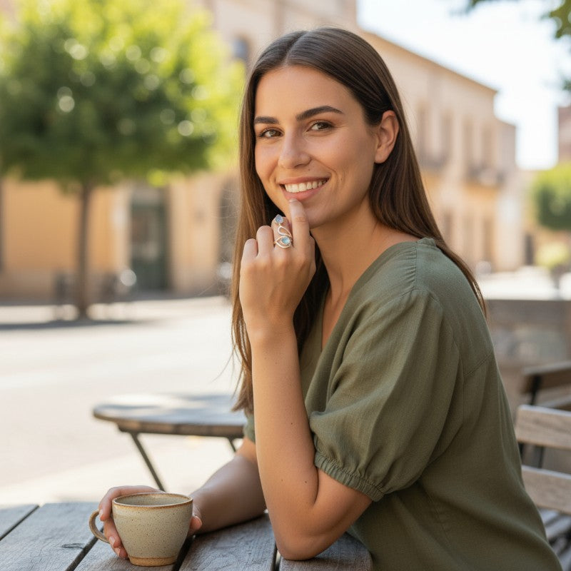 Bague réglable labradorite Madagascar AA argent 925