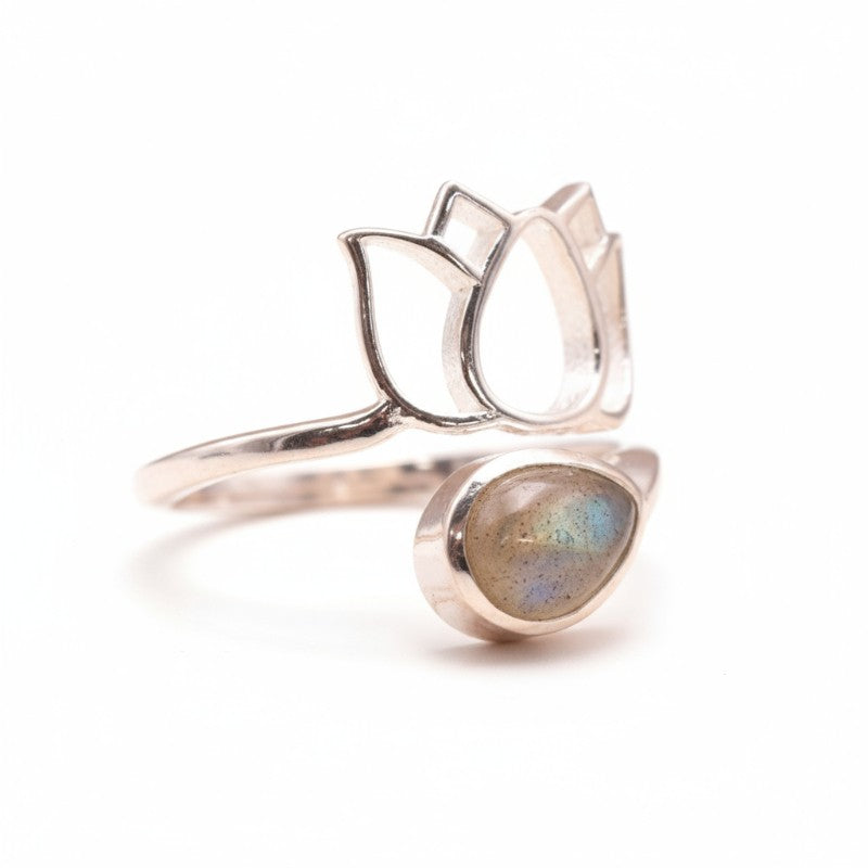 Bague réglable labradorite Madagascar AA argent 925