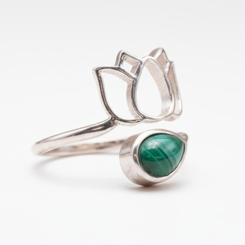 Bague réglable Malachite Congo AA argent 925