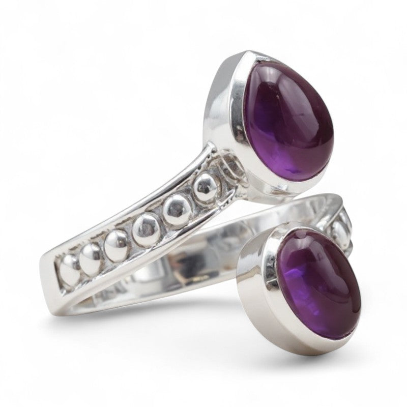 Bague réglable Améthyste Brésil AA argent 925