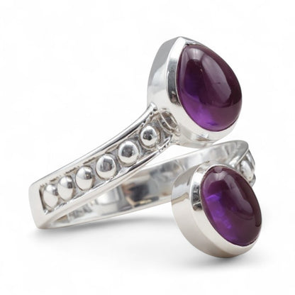 Bague réglable Améthyste Brésil AA argent 925