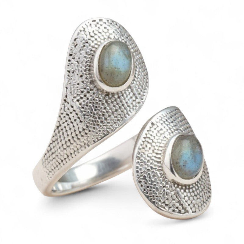 Bague réglable labradorite Madagascar AA argent 925