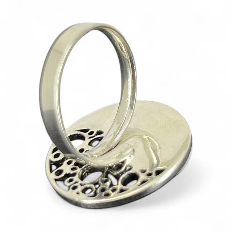 Bague réglable oeil de Sainte Lucie argent 925 (Ying Yang)