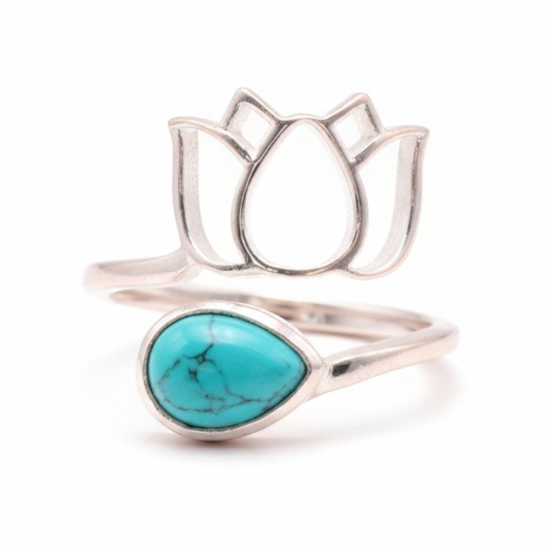 Bague réglable Turquoise Chine AA argent 925