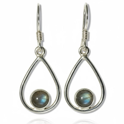 Pendientes de labradorita Madagascar AA plata 925