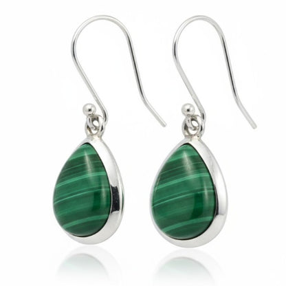 Pendientes de malaquita del Congo AA plata 925