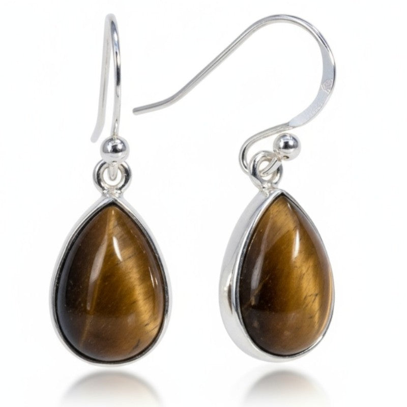 Pendientes de ojo de tigre de Sudáfrica, gota AA, plata 925