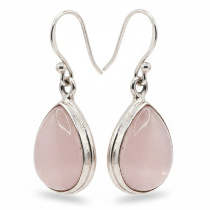 Pendientes colgantes de plata 925 con cuarzo rosa