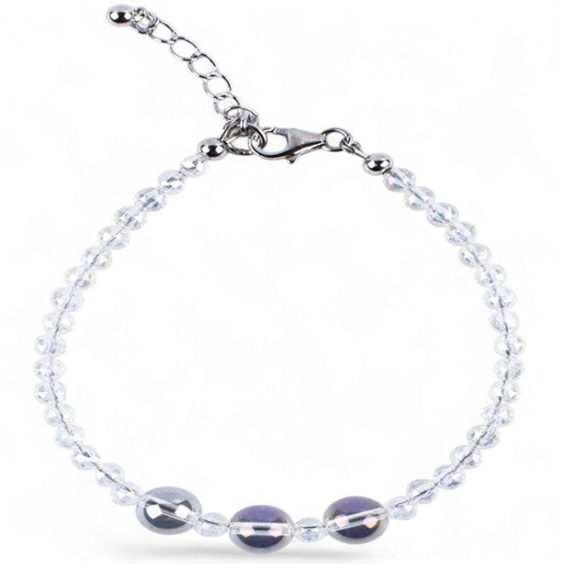 Bracelet quartz angel aura Brésil AAA (boules facettées 3-4mm et boules 8mm) argent 925