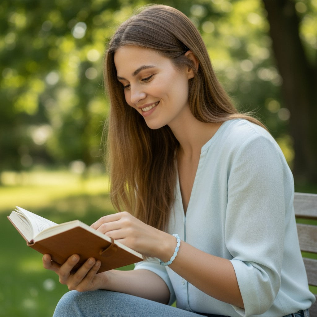 Bracelet aigue marine Namibie A (grains 5-7mm)