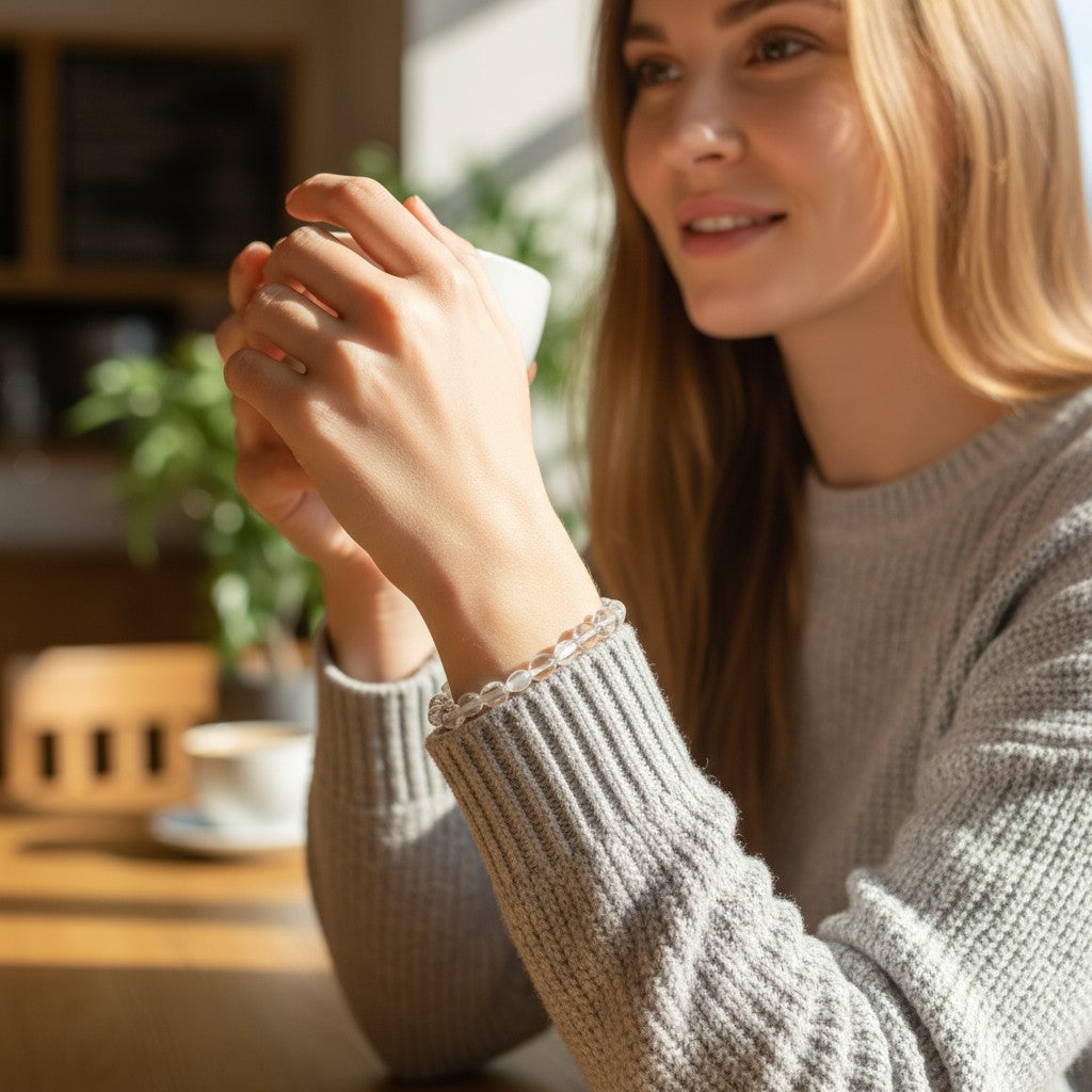 Bracelet cristal de roche Brésil A (grains 5-7mm)