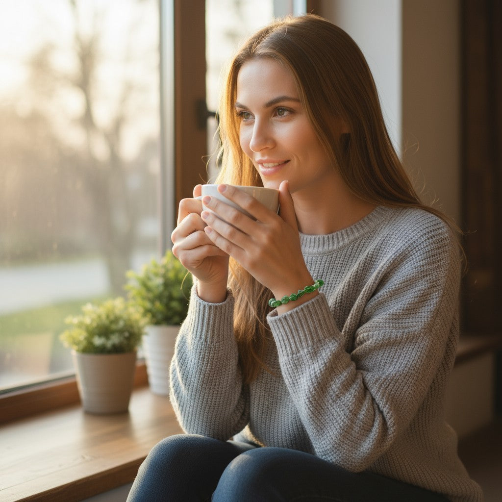 Bracelet diopside  Etats-Unis A+ (grains 5-7mm)