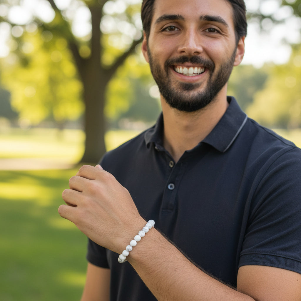 Bracelet howlite Zimbabwe A (boules 7-8mm) - Taille L