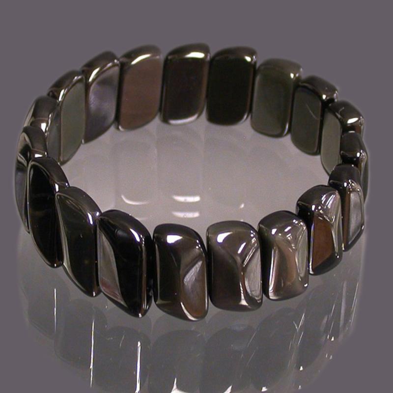 Bracelet obsidienne oeil céleste (plaquettes)