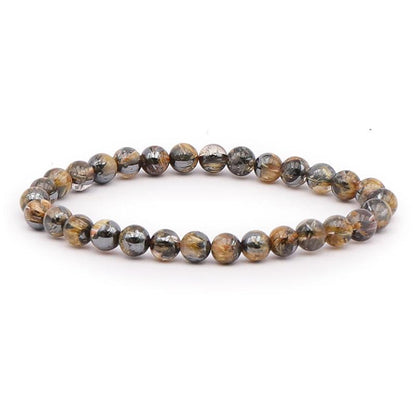 Bracelet quartz rutile hématite Brésil AAA (boules 5,5-6,5mm)