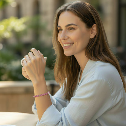 Pulsera de rodonita australiana AAA plata 925 (bolas de 4 mm)