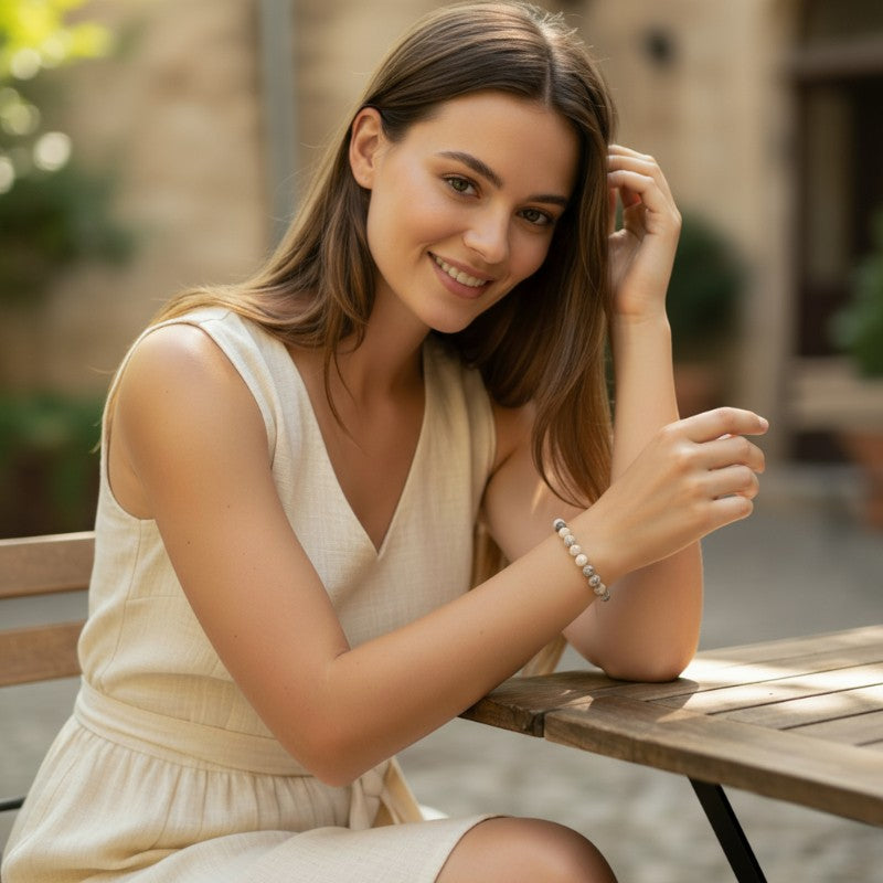 Fossilized coral bracelet from Brazil, A (7-8mm beads)