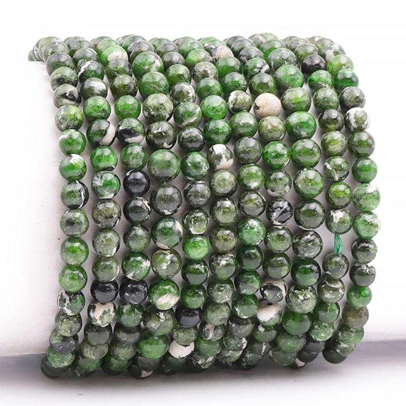 Bracelet diopside Vert sur gangue Etats-Unis AA (boules 5,5-6,5mm)