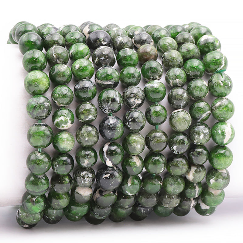 Bracelet diopside Vert sur gangue Etats-Unis AA (boules 8,5-9,5mm)