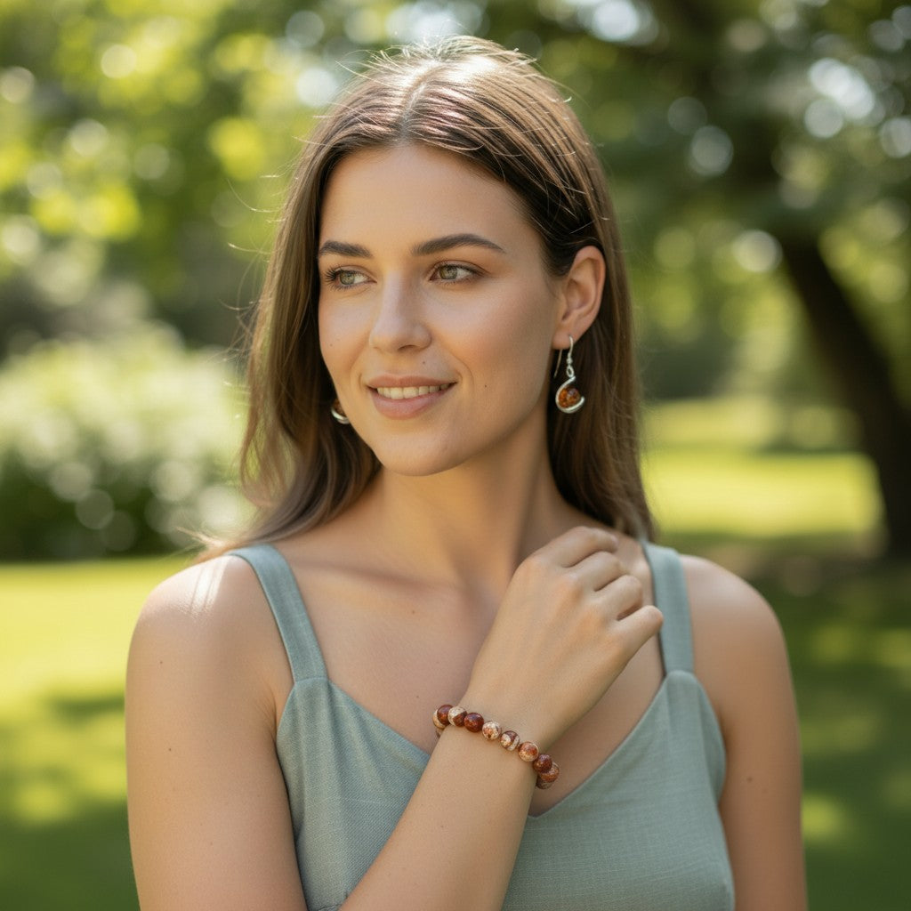 Madagascar Pulsera ágata flor de cerezo (bolas 7-8mm)