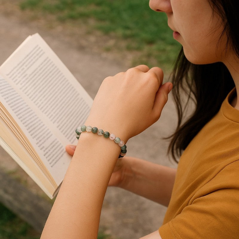Brazil AB moss agate bracelet (5-6mm balls)
