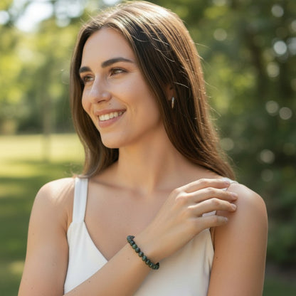 Brazilian moss agate bracelet A (5-6mm balls)