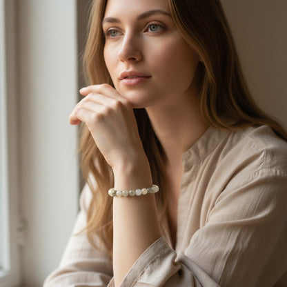 Bracelet agate plume Brésil AB (boules 5-6mm)