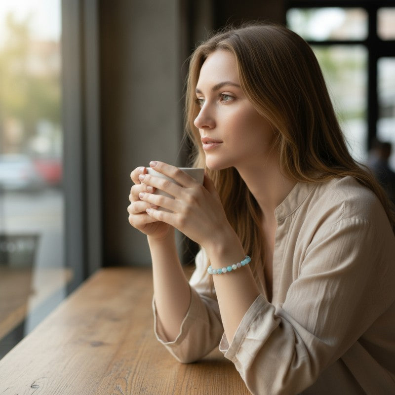 Multicolored amazonite bracelet Brazil B (5-6mm balls)