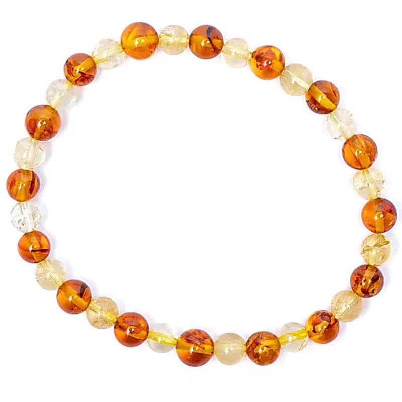 Pulsera múltiple de ámbar citrino natural AA (bolas de 5-6 mm)