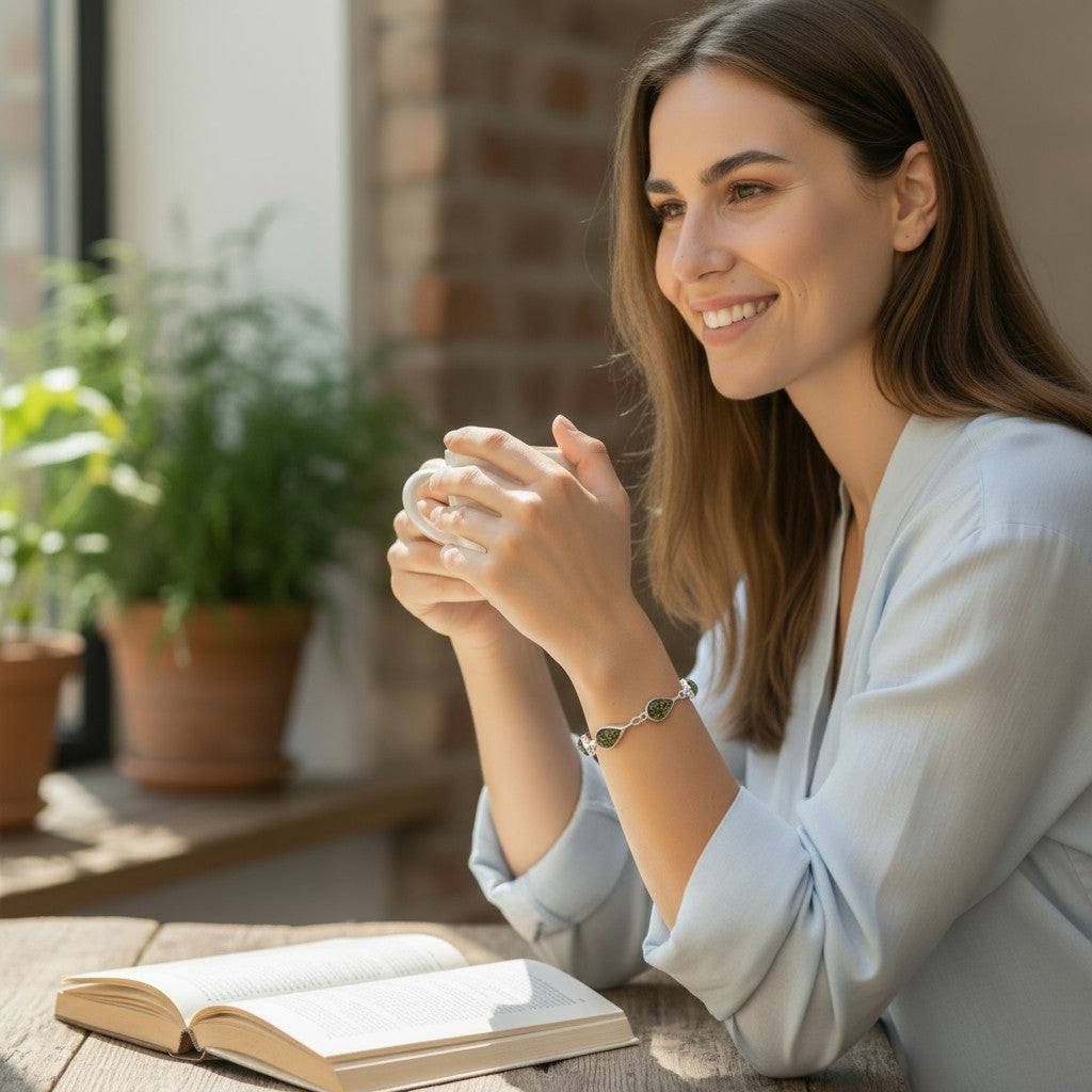Bracelet Ambre vert Lituanie AA argent 925