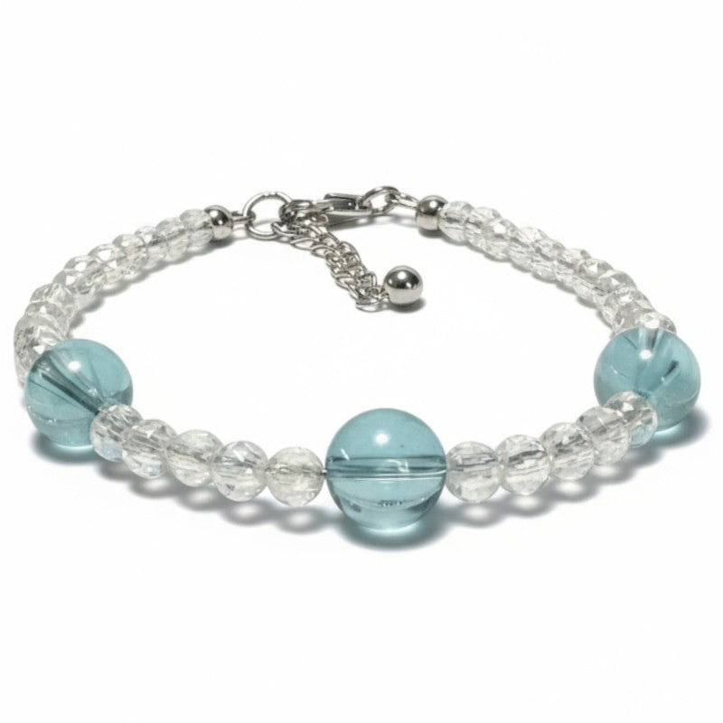 Brazilian AAA angel aura and aqua aura quartz bracelet (3-4mm faceted beads and 8mm beads) 925 silver