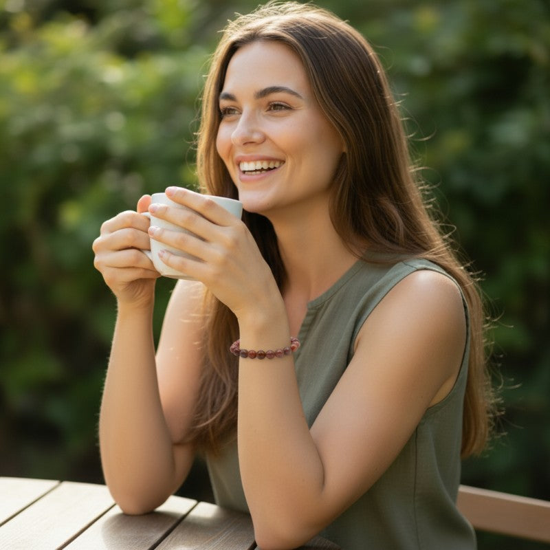 Bracelet aventurine rouge Brésil A (boules 7-8mm)