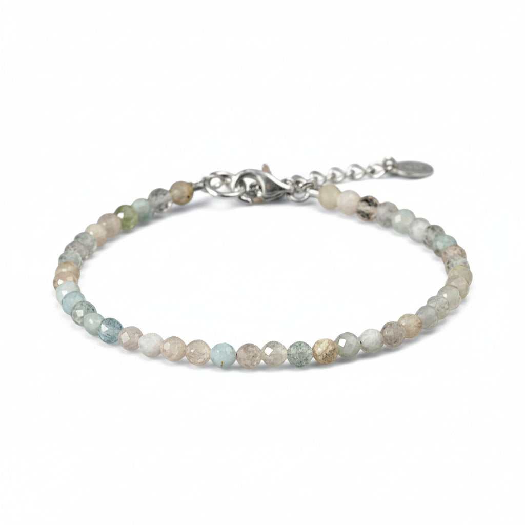 Bracelet béryls multicolores perles facettées argent 925