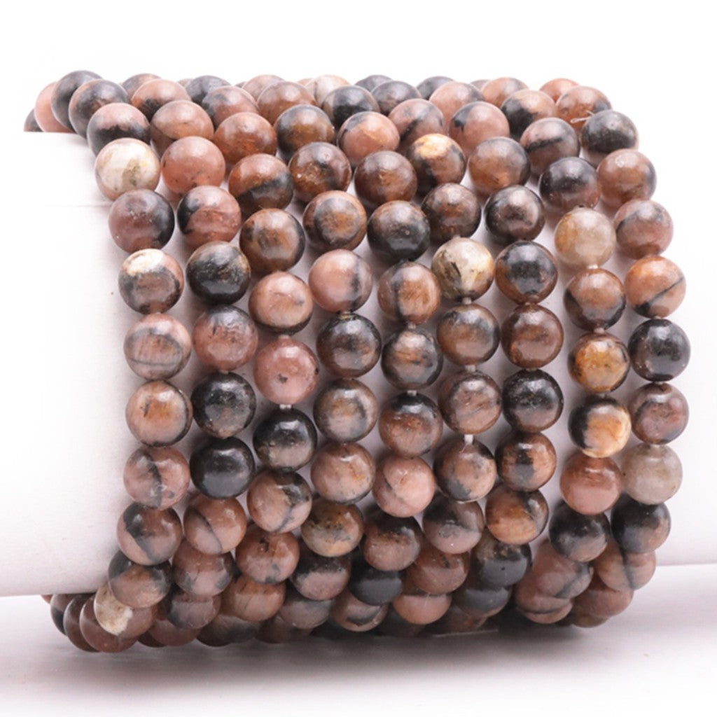 Bracelet chiastolite Chine AA (boules 7-8mm)