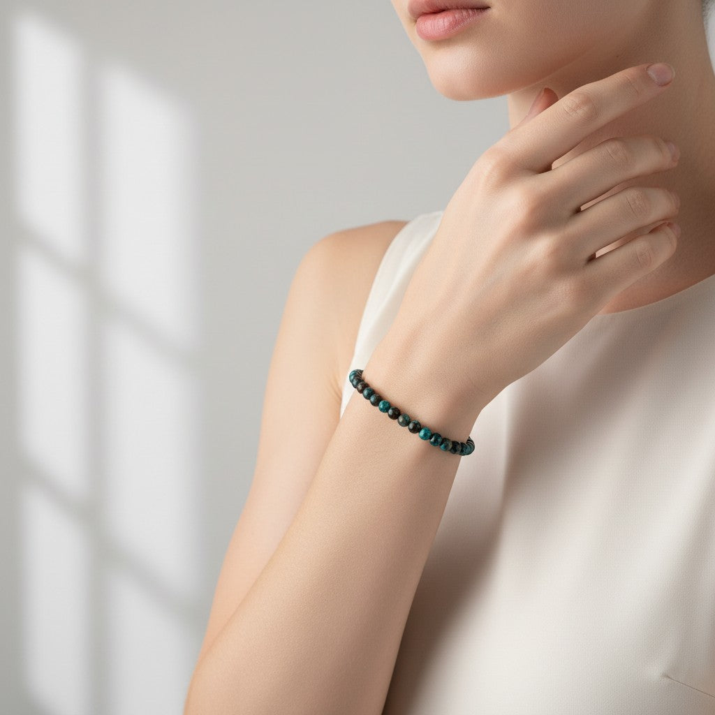 Bracelet chrysocolle Congo A+ (boules 3-4mm)
