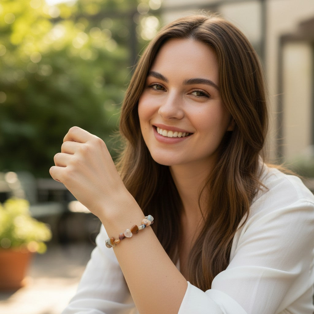 Pulsera corazón de cuarzo rosa