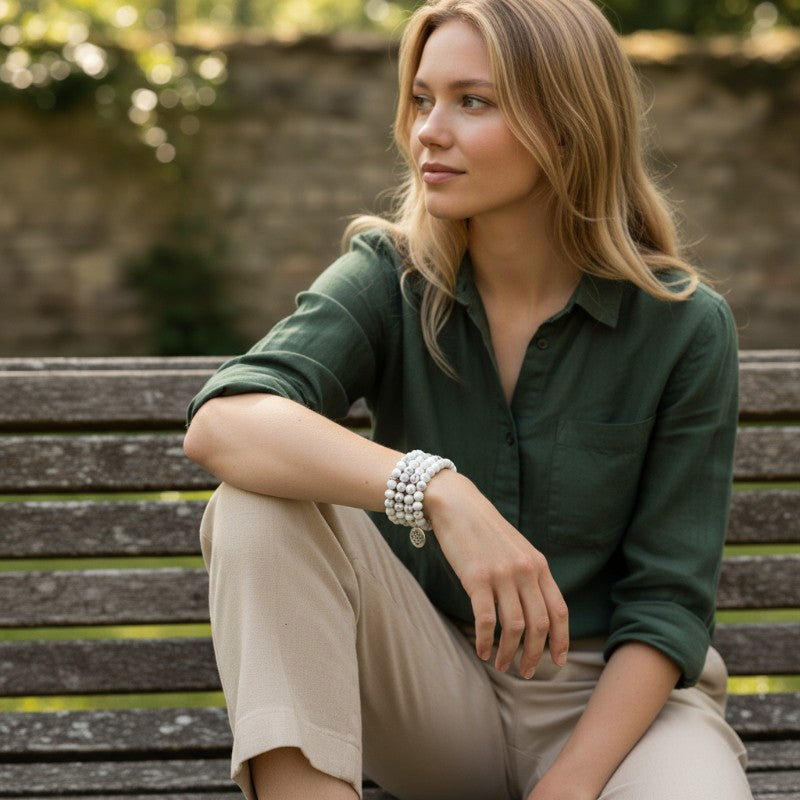 Bracelet/collier howlite boules 6mm (perles d&