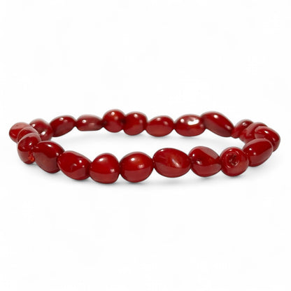 Bracelet corail teinté rouge Brésil A (grains 5-7mm)