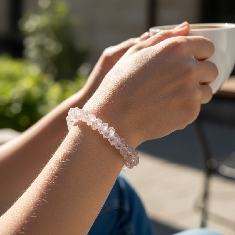 Bracelet cristal Herkimer Pakistan AA (perles baroques)