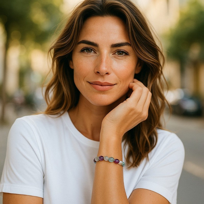 China A multicolor fluorite bracelet (10-12mm tumbled stones)