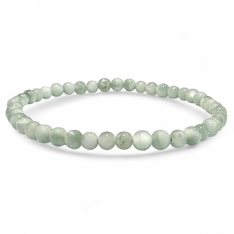 Green moonstone bracelet (garnierite) India A+ (3-4mm balls)