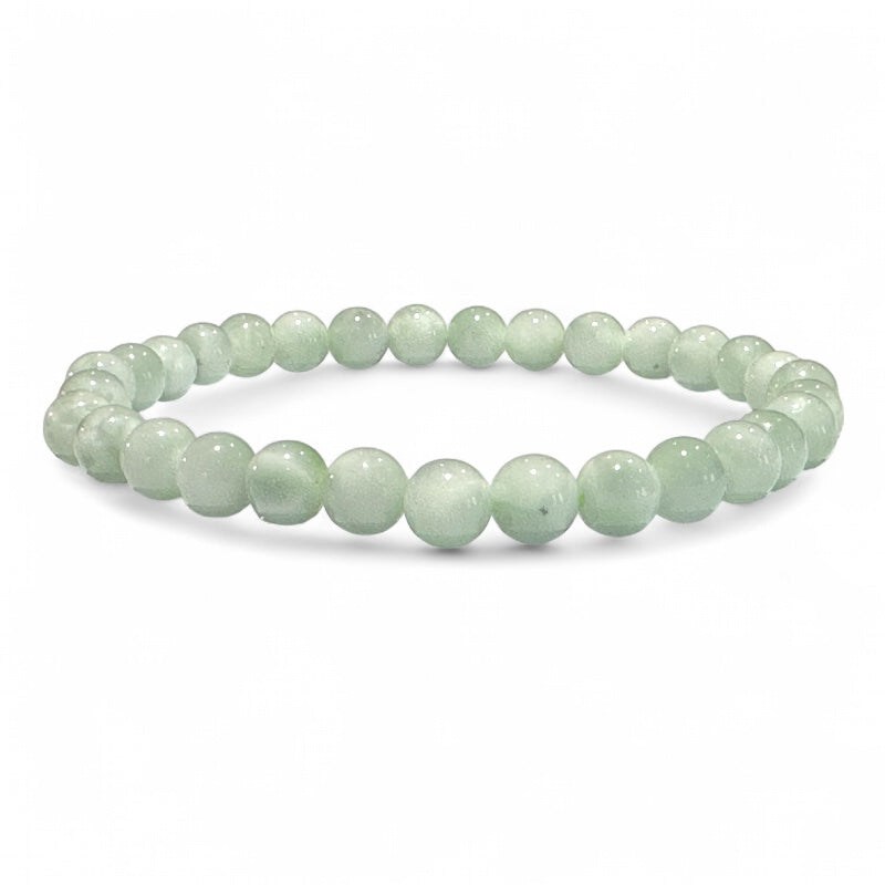 Green moonstone bracelet (garnierite) India A+ (5-6mm balls)